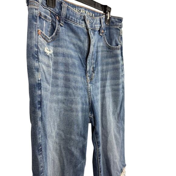 American Eagle Super High Rise Flare Medium Wash Next Level Stretch Jeans sz 14 - Picture 4 of 16